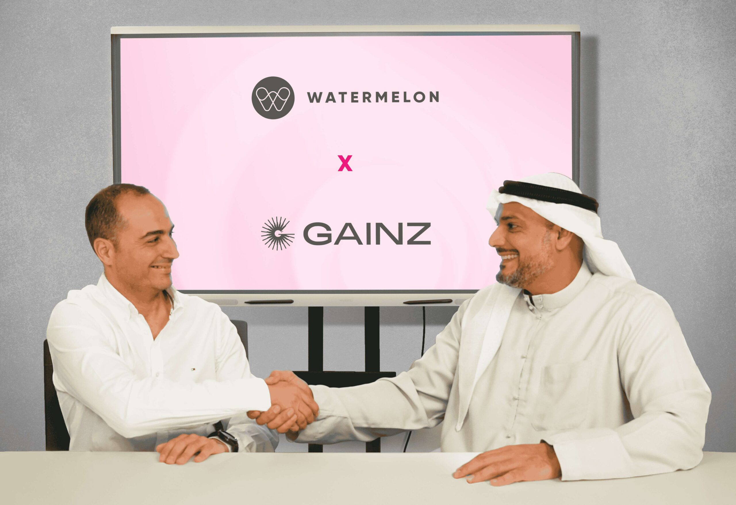 Shehab Mohamed (left) CEO of Gainz, and Omar Alshamsi, CEO of Watermelon Ecosystem